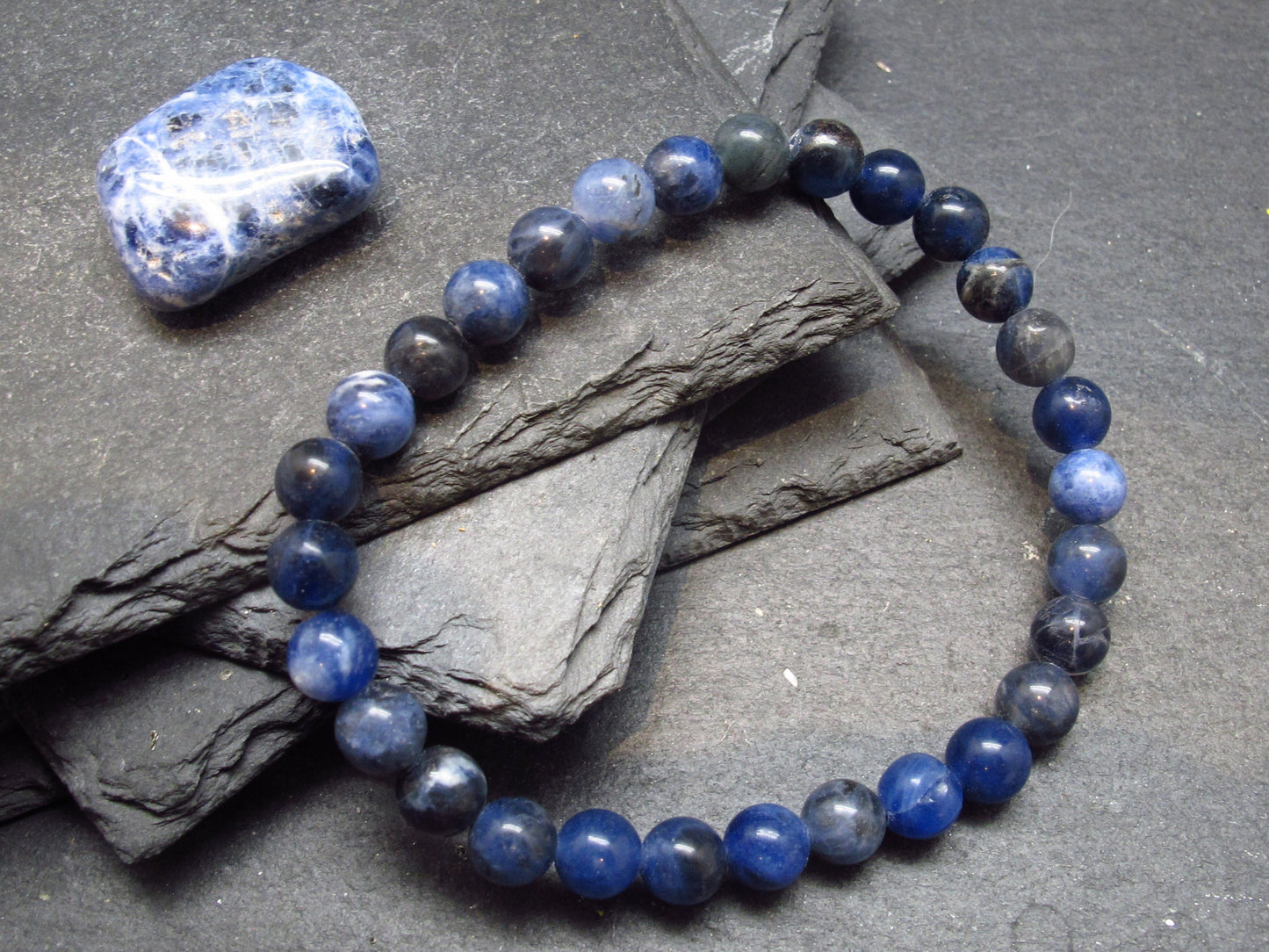 Sodalite Genuine Bracelet ~ 7 Inches ~ 6mm Round Beads