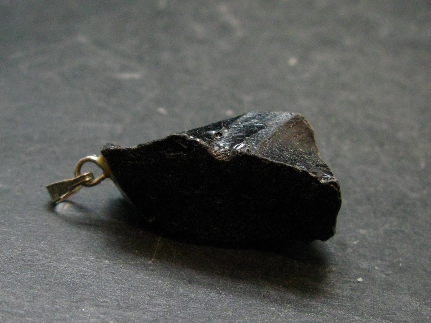 Tibetan Black Tektite Silver Pendant From Tibet - 1.3" - 5.84 Grams