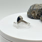 Pear Sapphire Halo Ring | Sterling Silver, September Birthstone (Size 7.5)