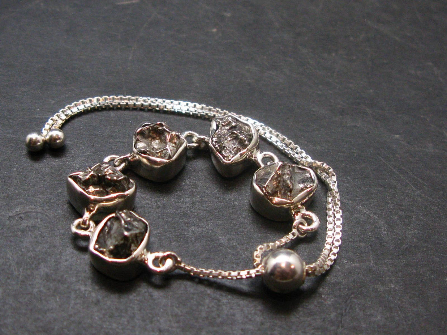 Meteorite Sterling Silver Bracelet - 9.83 Grams - Size Adjustable
