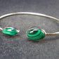 Beautiful Malachite Silver Bracelet - Size Adjustable - 5.86 Grams