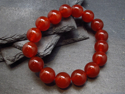 Carnelian Genuine Bracelet ~ 7 Inches ~ 12mm Round Beads