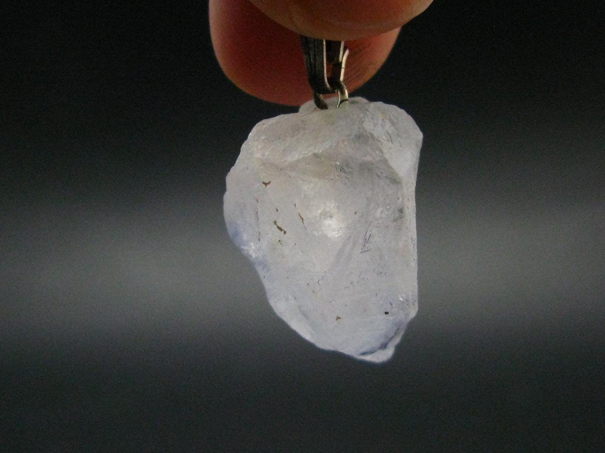 Dumortierite In Terminated Quartz Crystal Silver Pendant From Brazil - 1.2" - 5.35 Grams