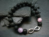 Kunzite & Lava Genuine Bracelet ~ 7 Inches ~ 8mm Round Beads