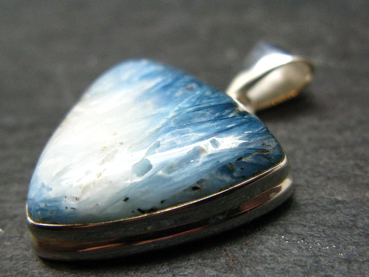 Blue Ice Glacierite Silver Pendant from Indonesia - 1.3" - 6.38 Grams