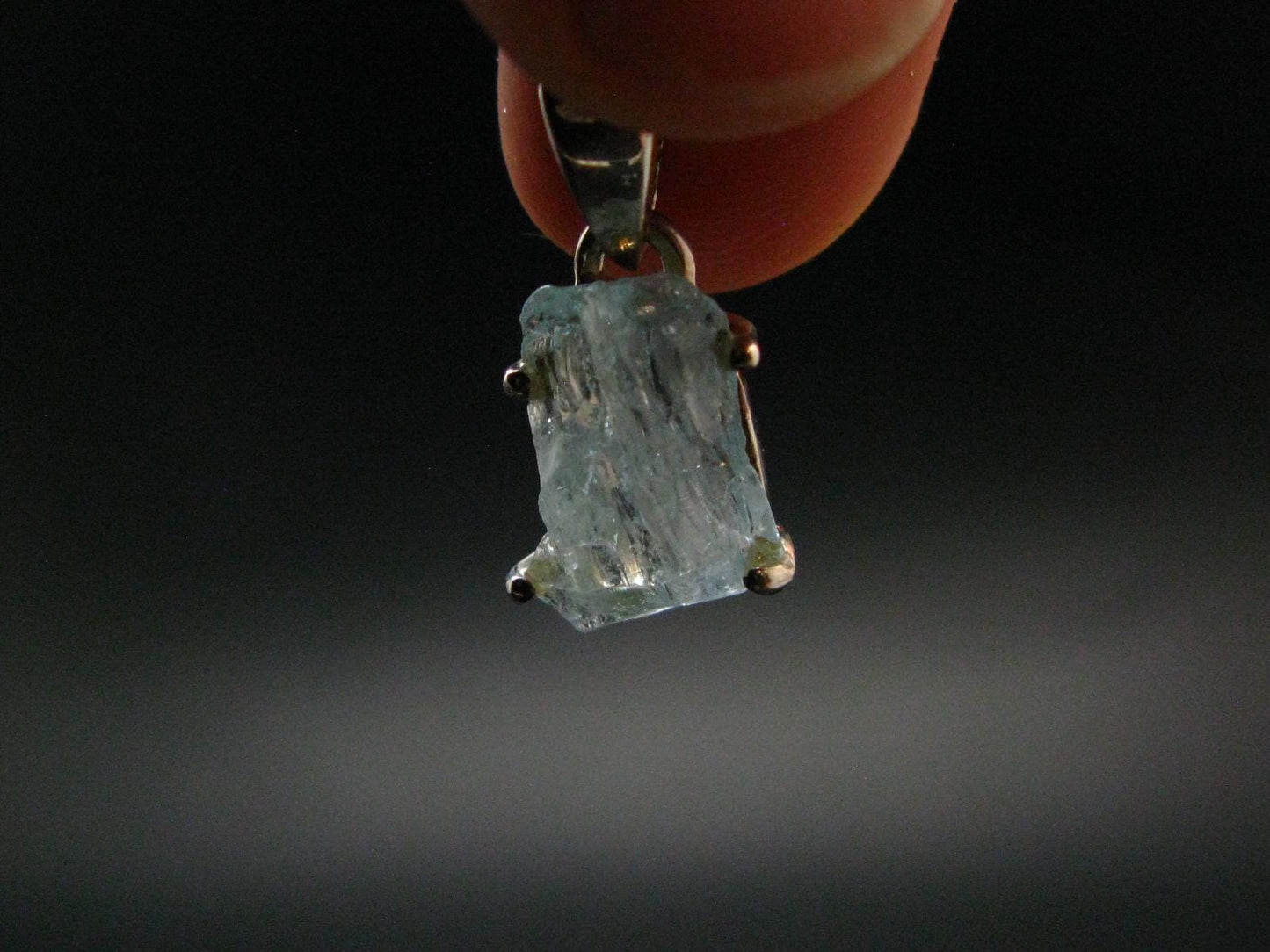 Fantastic Gemmy Aquamarine Crystal Silver Pendant From Brazil - 0.8" - 1.32 Grams