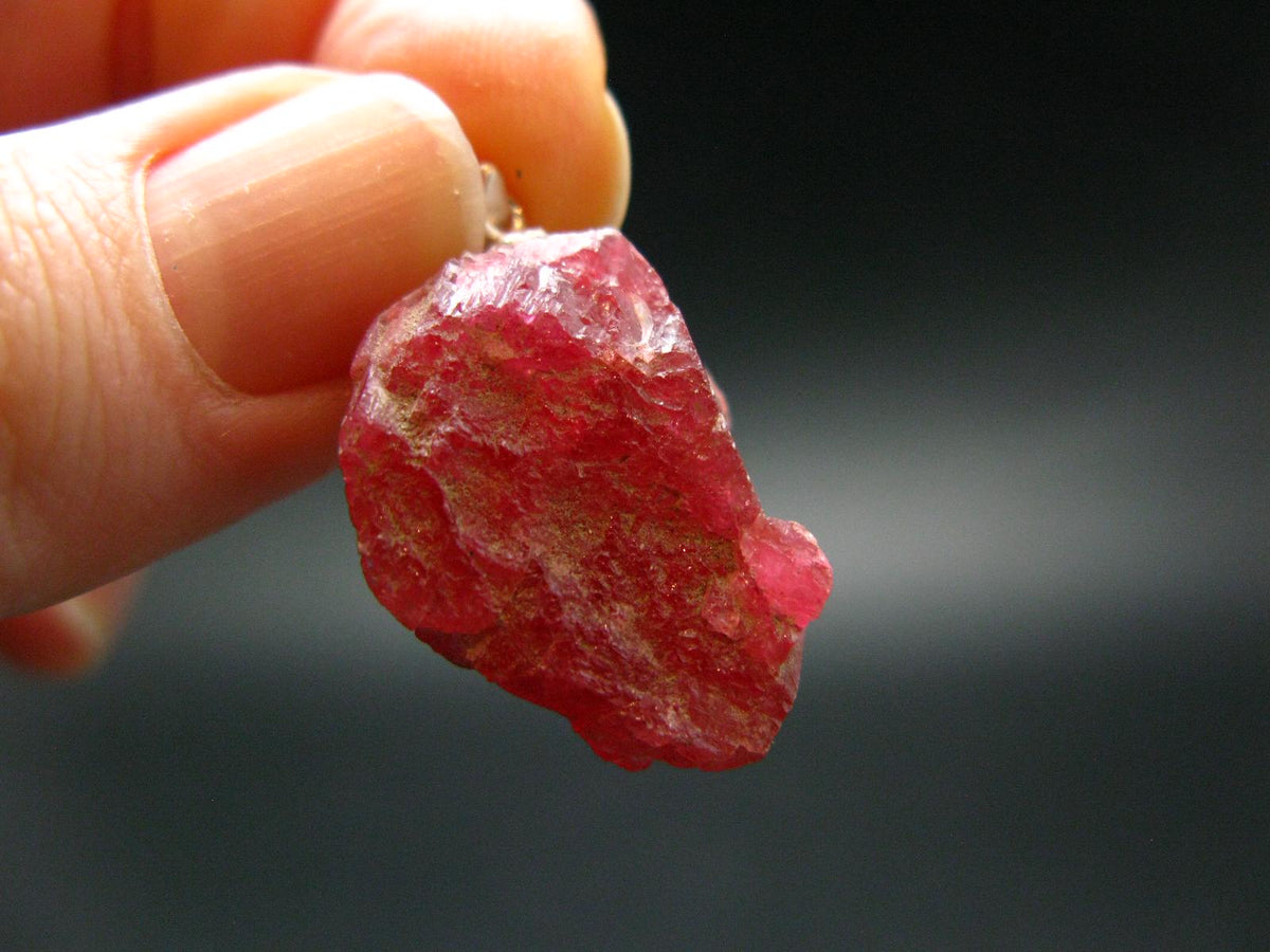 Rare Raw Rhodonite Silver Pendant From Brazil - 1.1" - 5.44 Grams