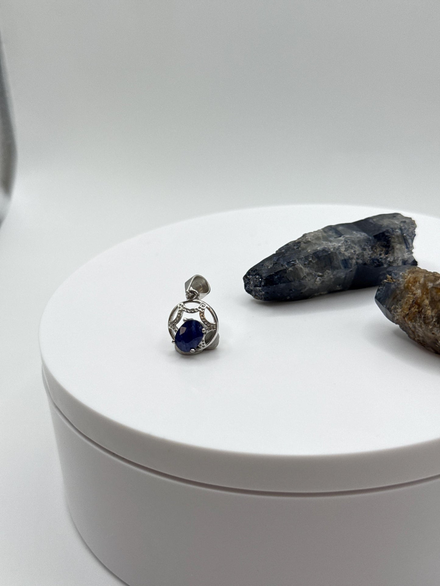 Natural Sapphire Sterling Silver Pendant | September Birthstone Necklace