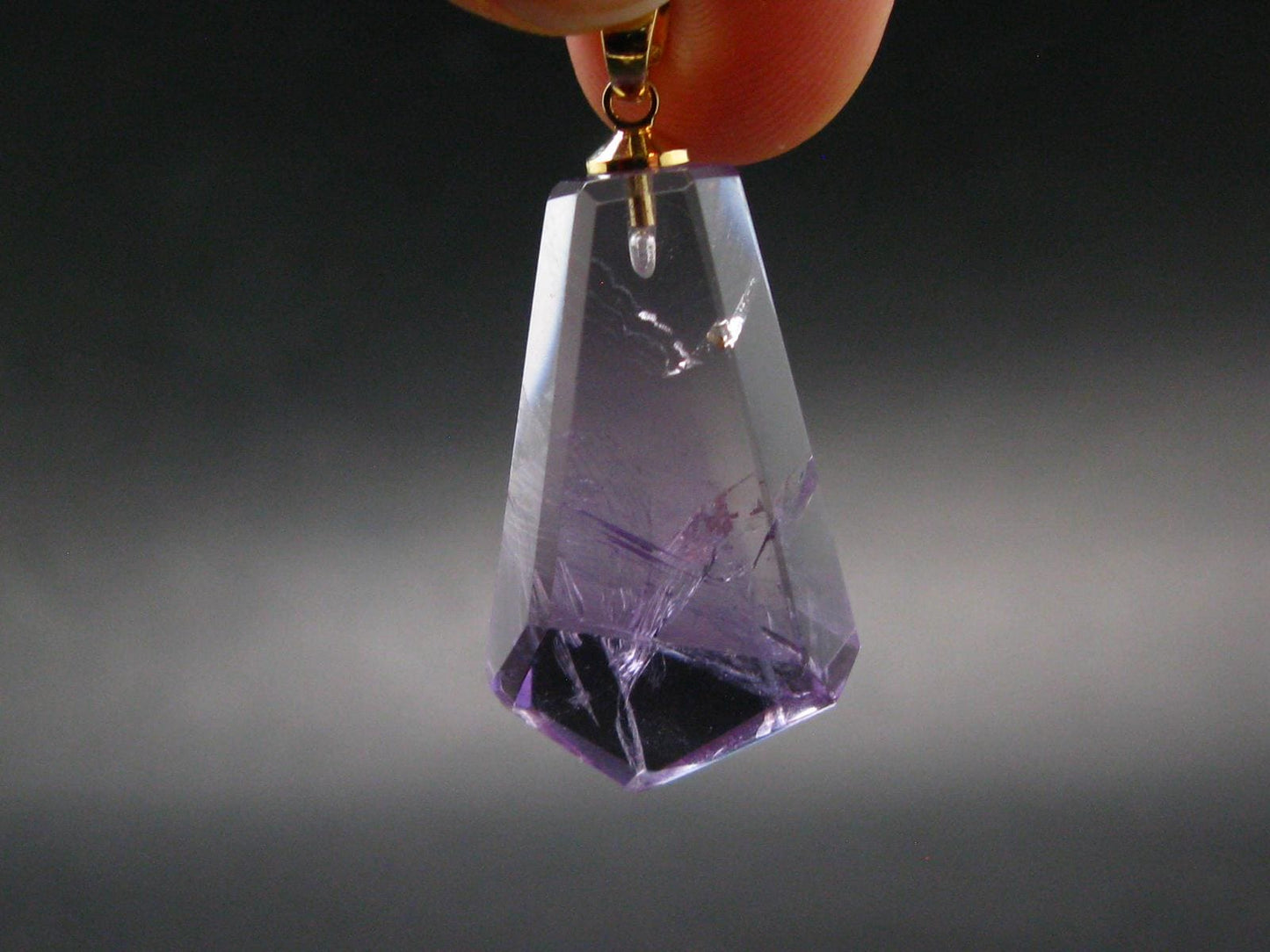 Amethyst Sterling Silver Gold Plated Pendant From Brazil - 1.5" - 7.16 Grams