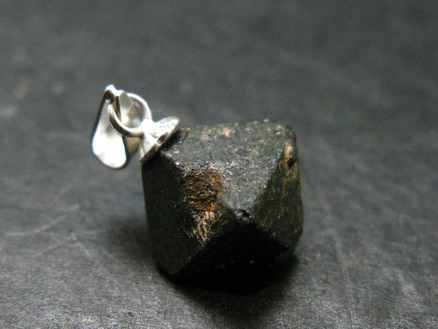 Magnetite Crystal Silver Pendant From Bolivia - 0.7" - 2.20 Grams