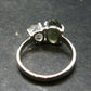 Moldavite Tektite and Herkimer Diamond Silver Ring - Size 8 - 2.80 Grams