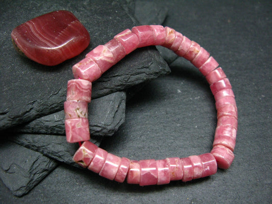 Rhodochrosite Genuine Bracelet ~ 7 Inches ~ 8mm Rondelle Beads