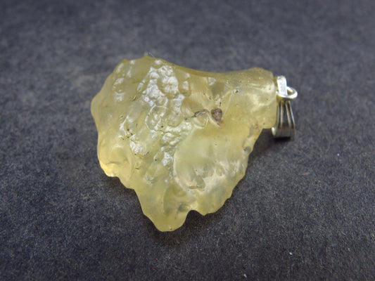 Gem Libyan Desert Glass Tektite Free Form Pendant Sterling Silver from Libya - 1.2" - 5.0 Grams