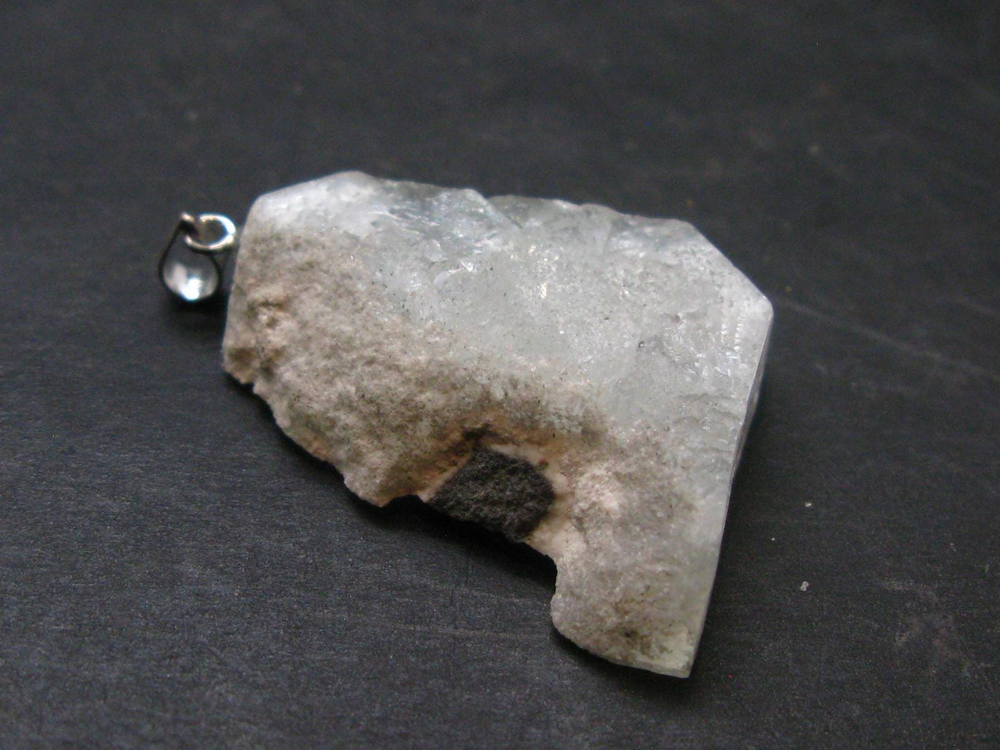 Clear Apophylite Apophyllite Crystal Silver Pendant From India - 1.4" - 8.72 Grams