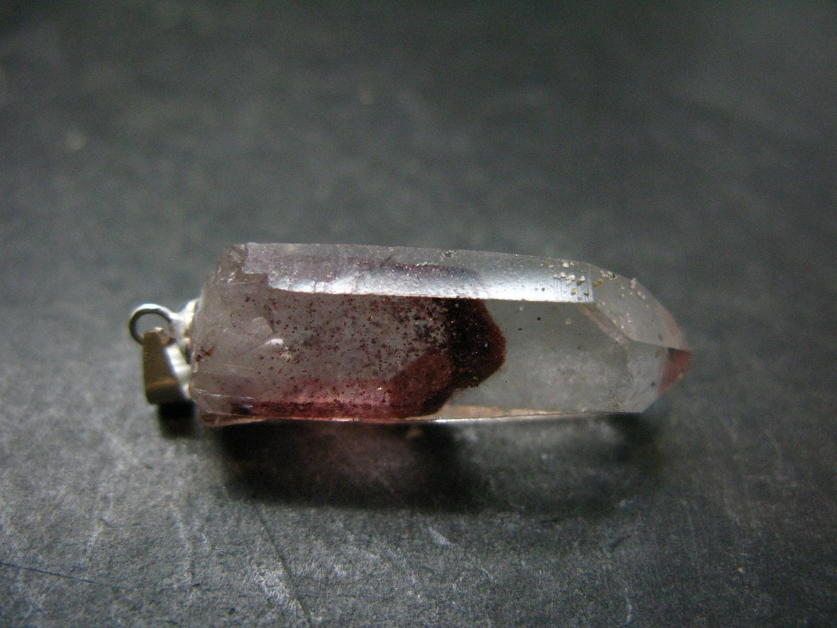 Phantom Hematite in Quartz Crystal Pendant From India - 1.4" - 5.1 Grams