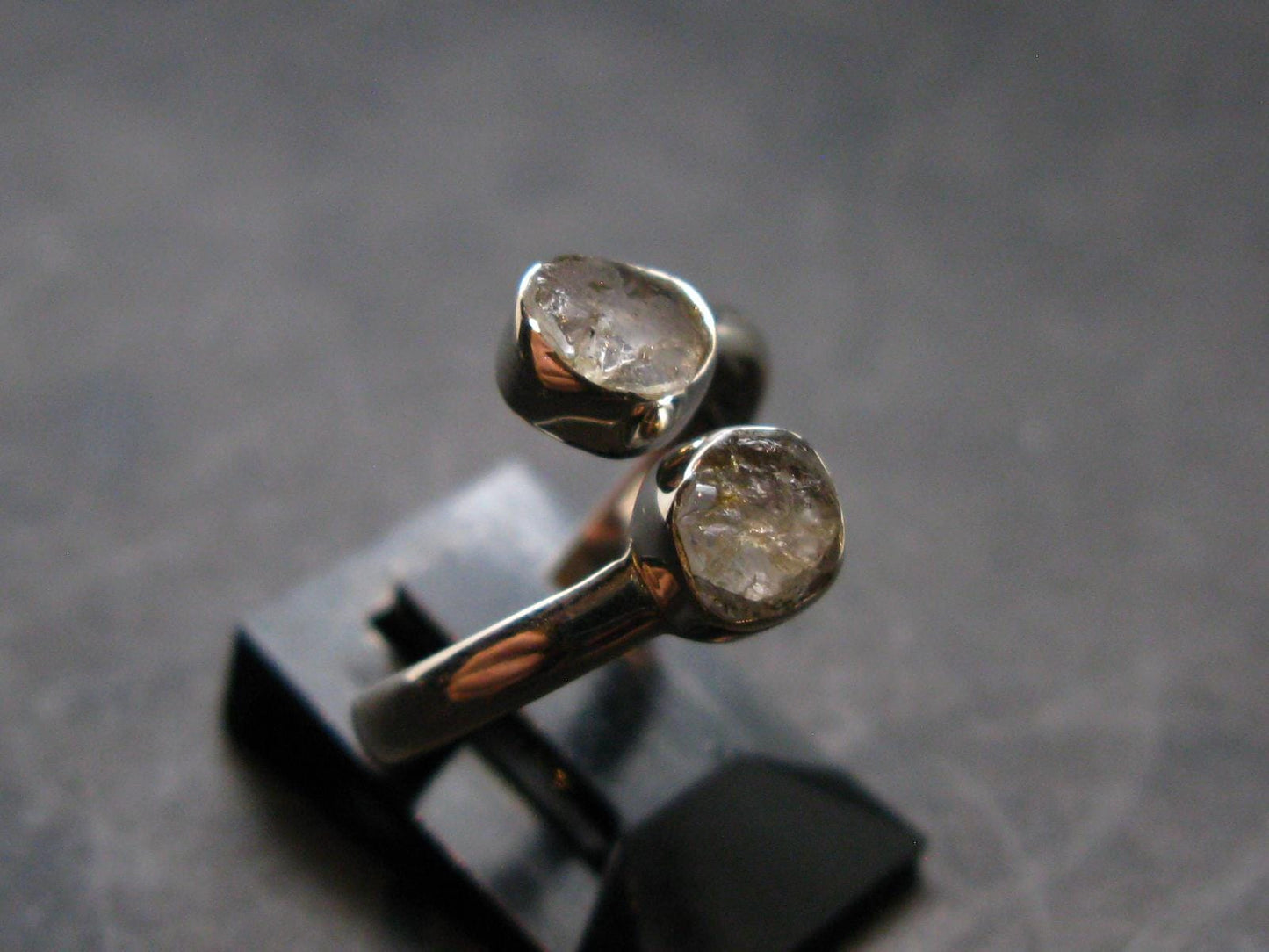Gray Herderite Silver Ring from Africa - Size 7 - 1.95 Grams