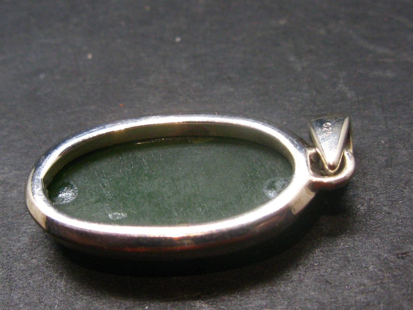 Nephrite Jade Silver Pendant From Canada - 1.4" - 6.94 Grams