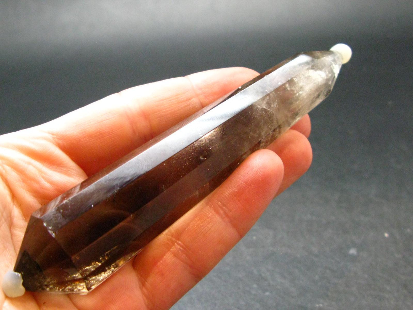 Perfect 12 Sided Smoky Quartz Vogel Crystal Healing Wand - 4.7"