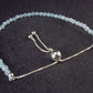 Lightweight Sparkly Faceted Aquamarine Tiny Beads Silver Bracelet from Brazil - Size adjustable - 2.72 Grams