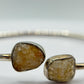 Raw Herderite Open Bangle – Natural Crystal Sterling Silver Cuff Bracelet - Weight 4.70 g