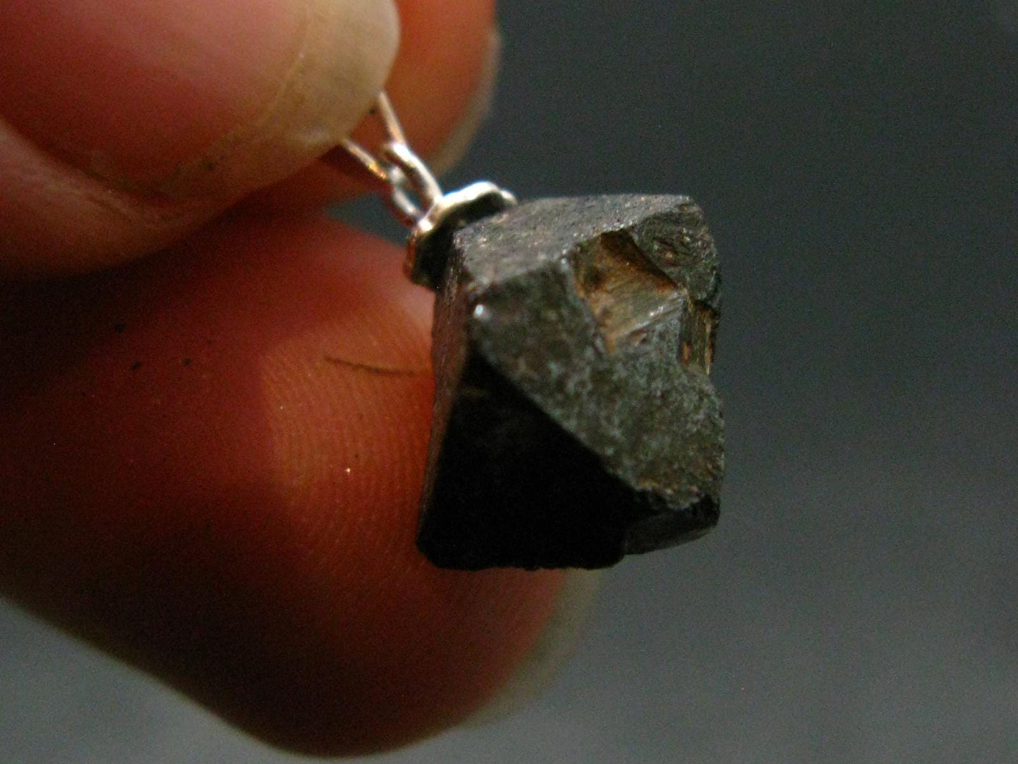 Magnetite Crystal Silver Pendant From Bolivia - 0.7" - 2.20 Grams