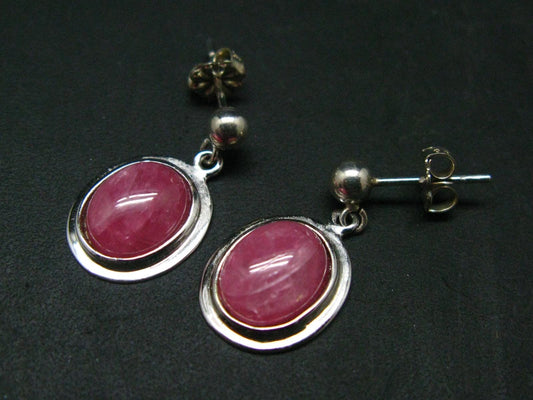 Rhodochrosite Gem Sterling Silver Earrings From Alma Colorado - 0.8" - 3.45 Grams