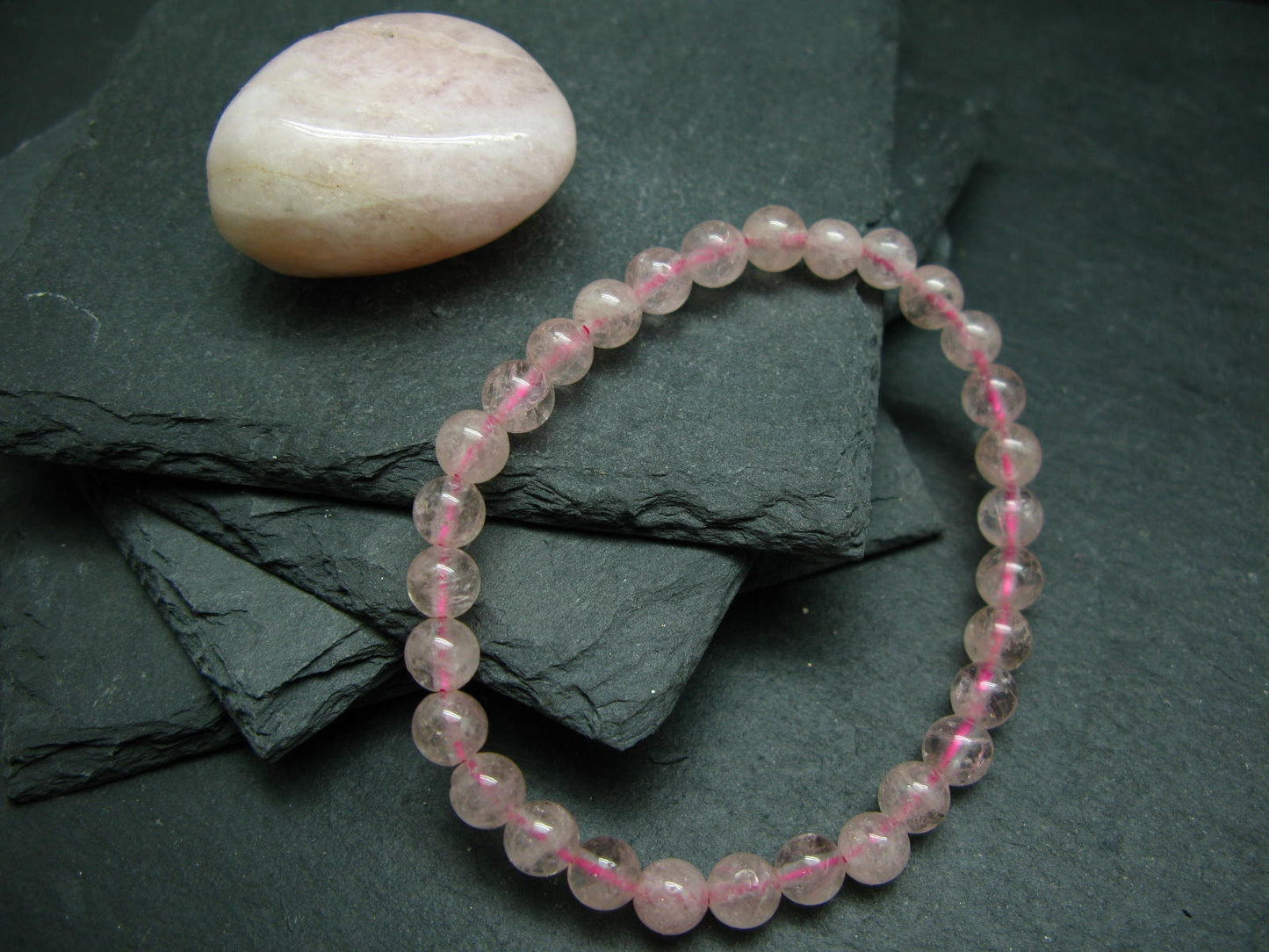Morganite Genuine Bracelet ~ 7 Inches ~ 6mm Round Beads