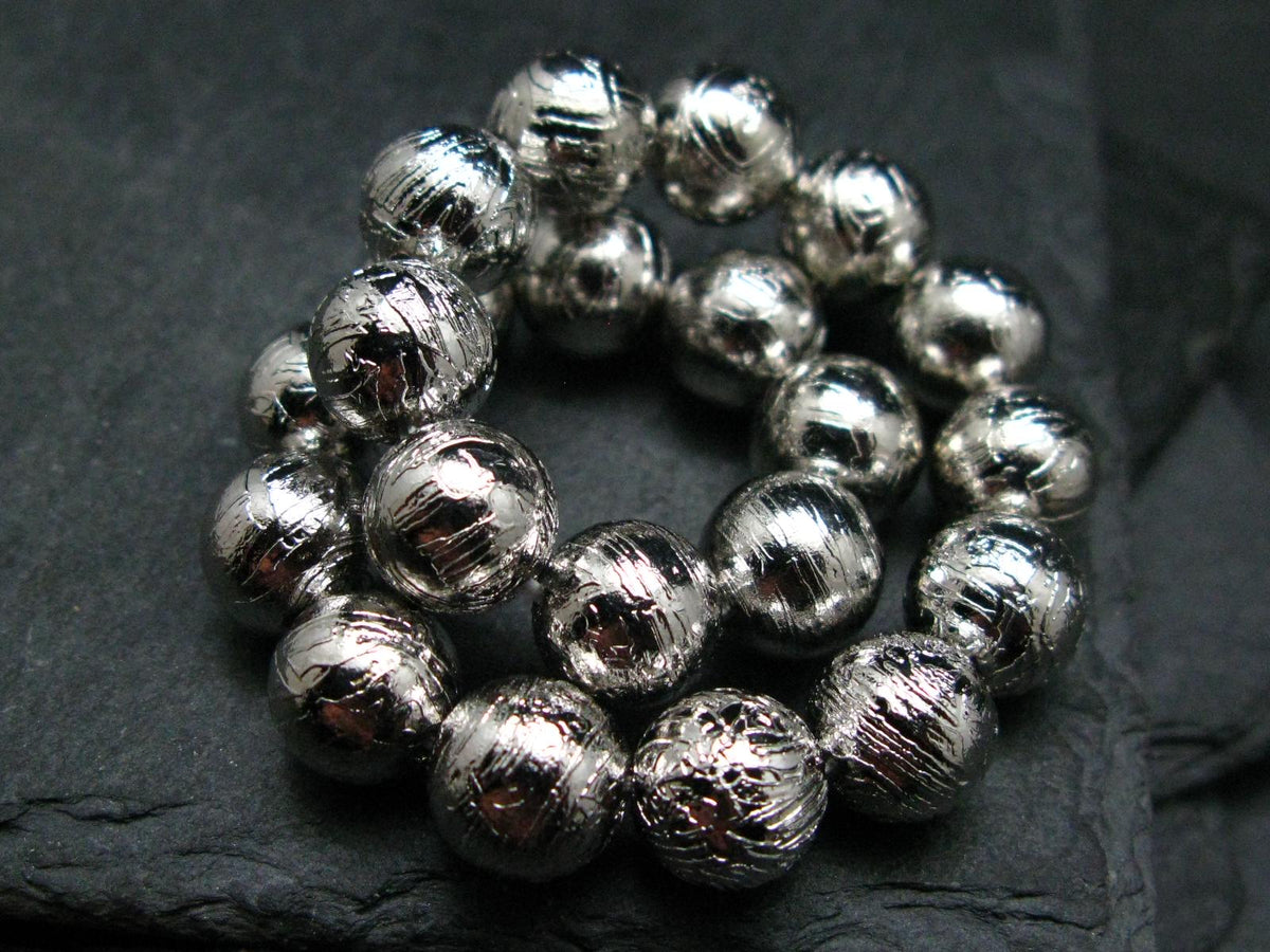 Meteorite Gibeon Genuine Bracelet ~ 7 Inches ~ 10mm Round Beads