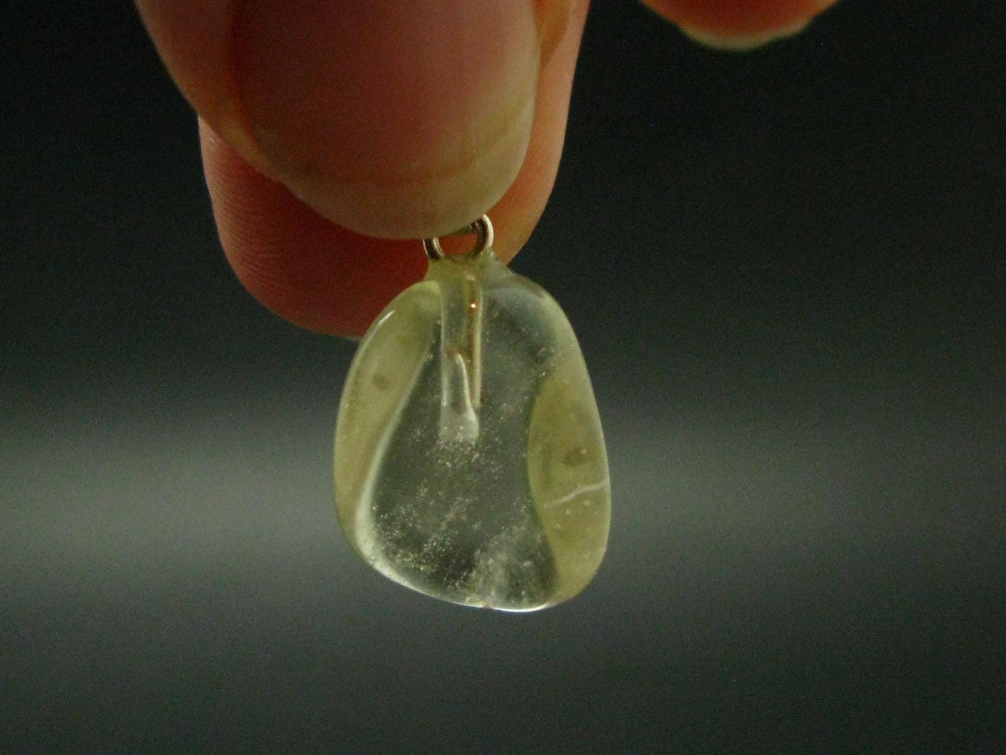 Gem Libyan Desert Glass Tektite Pendant Sterling Silver from Libya - 0.9" - 1.7 Grams