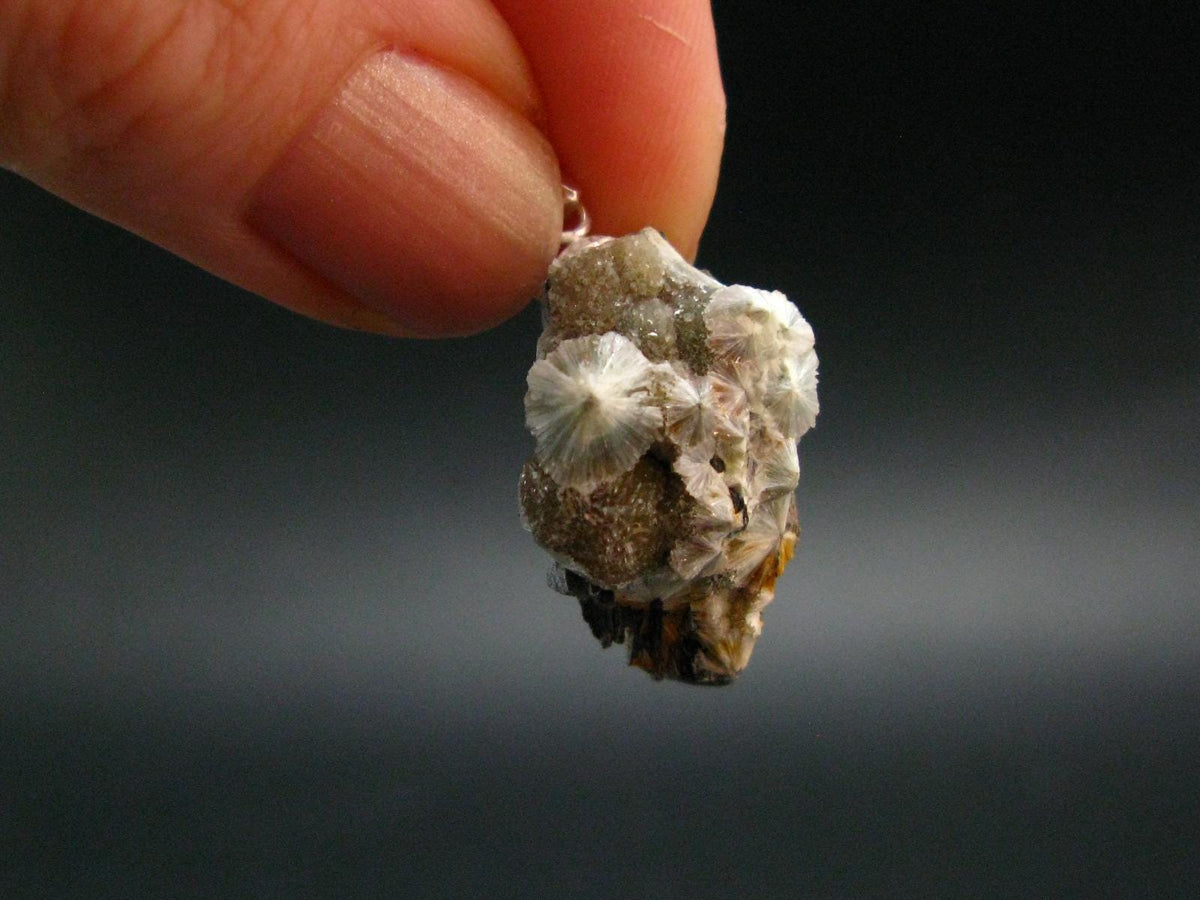 Rare Wavellite Cluster Silver Pendant From Arkansas, USA - 1.1" - 3.27 Grams