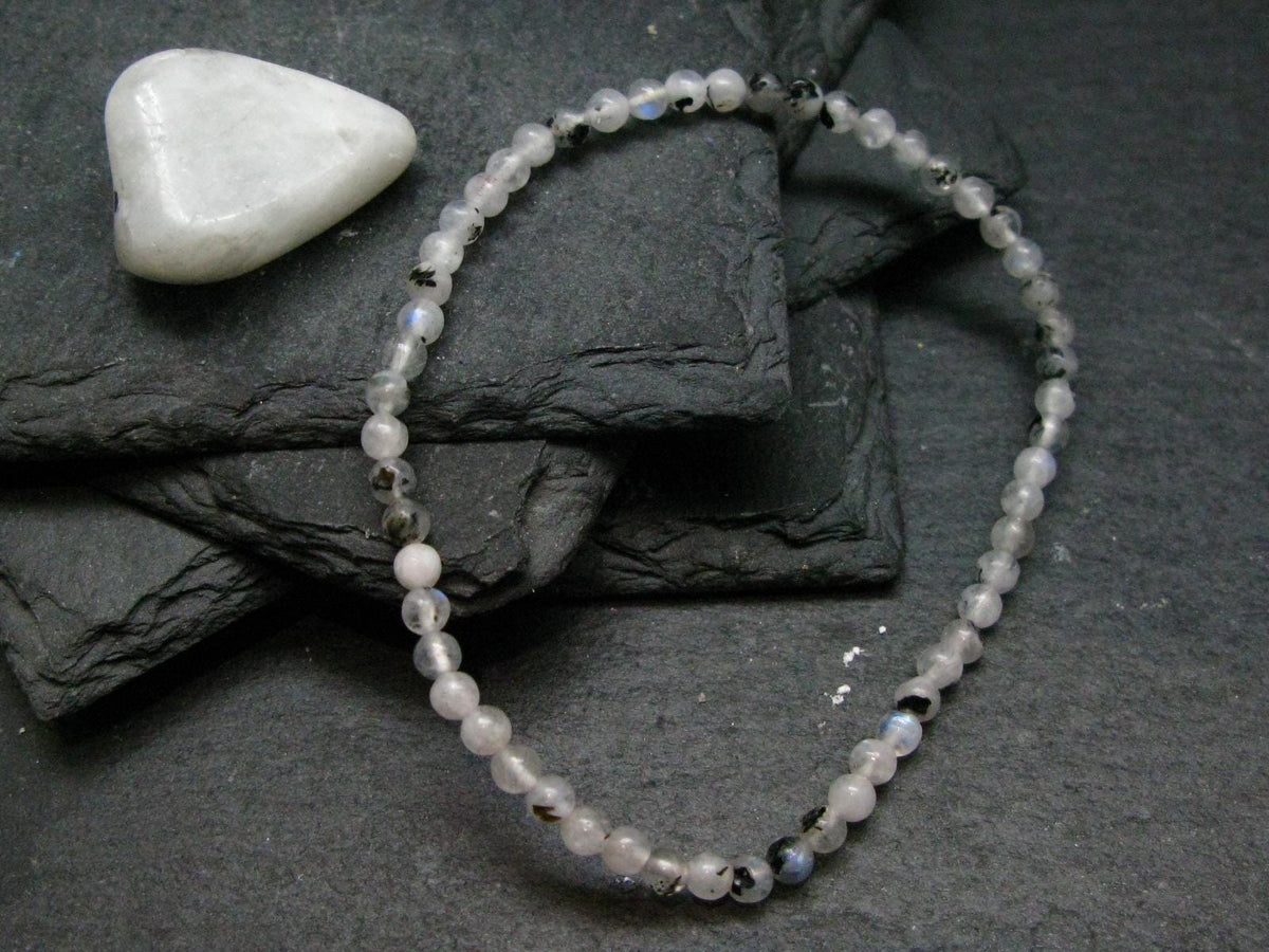 Moonstone Genuine Bracelet ~ 7 Inches ~ 4mm Round Beads