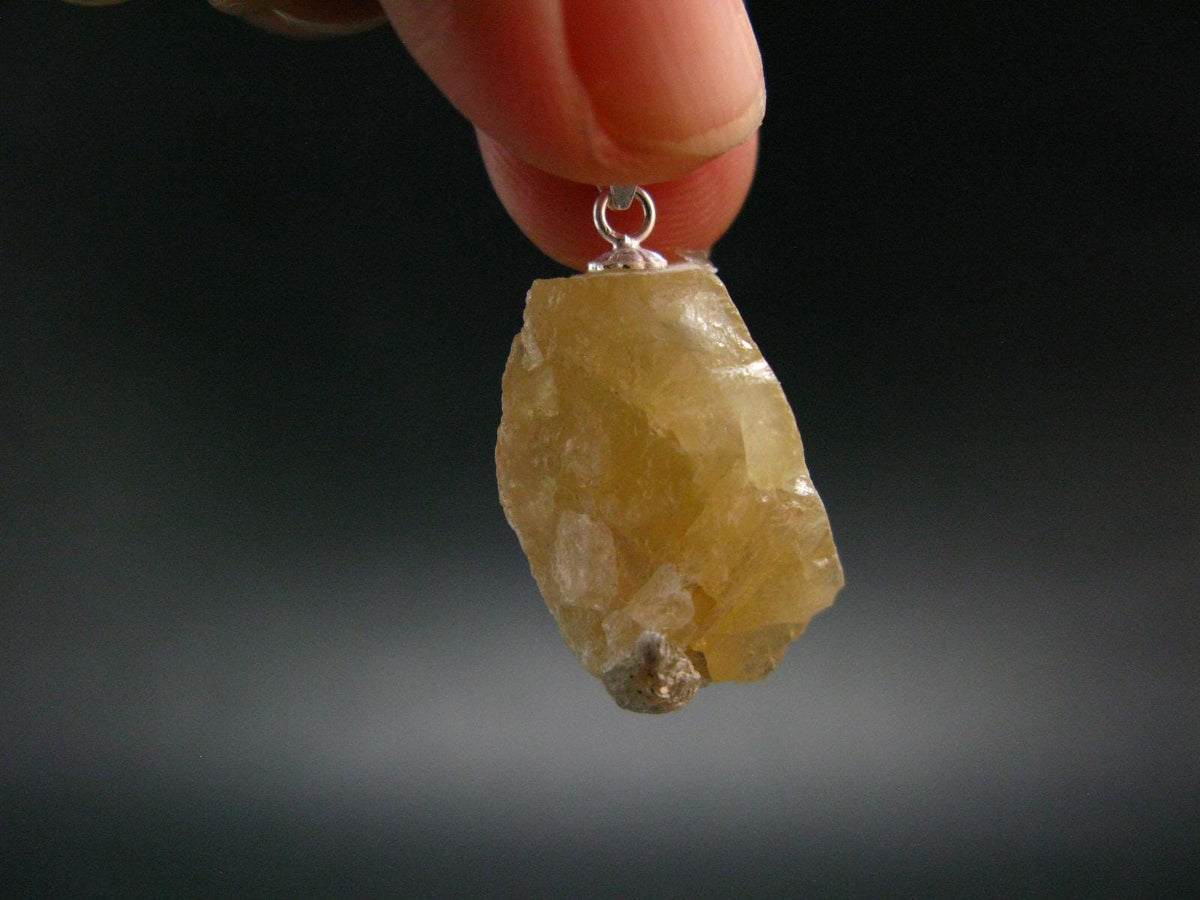 Scheelite Crystal Silver Pendant From China - 1.1" 7.34 Grams
