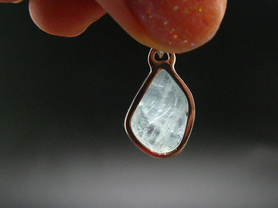 Fantastic Gemmy Aquamarine Crystal Silver Pendant From Brazil - 0.7"