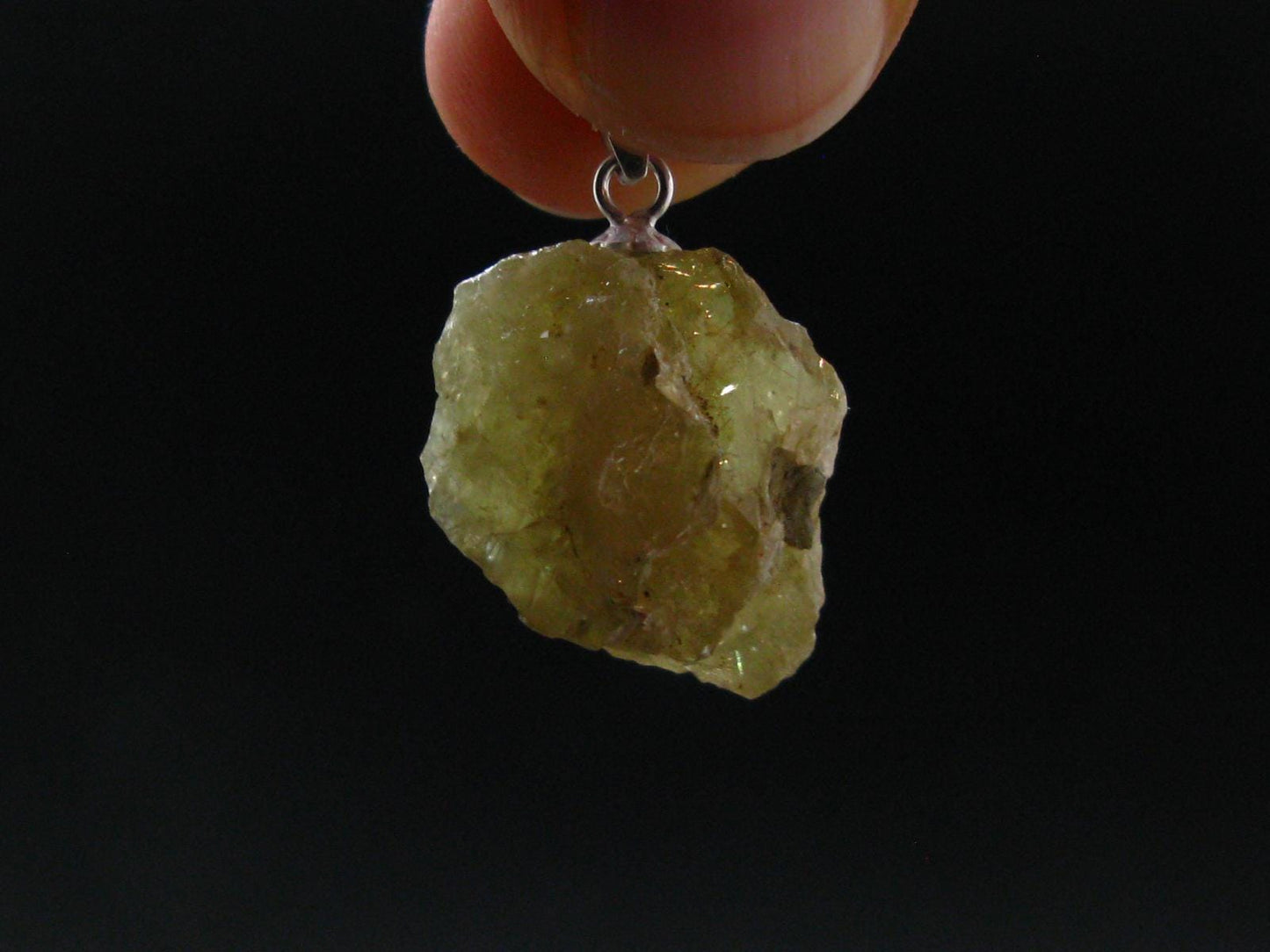 Rare Titanite Sphene Crystal Silver Pendant From Tanzania - 1.0" - 4.47 Grams