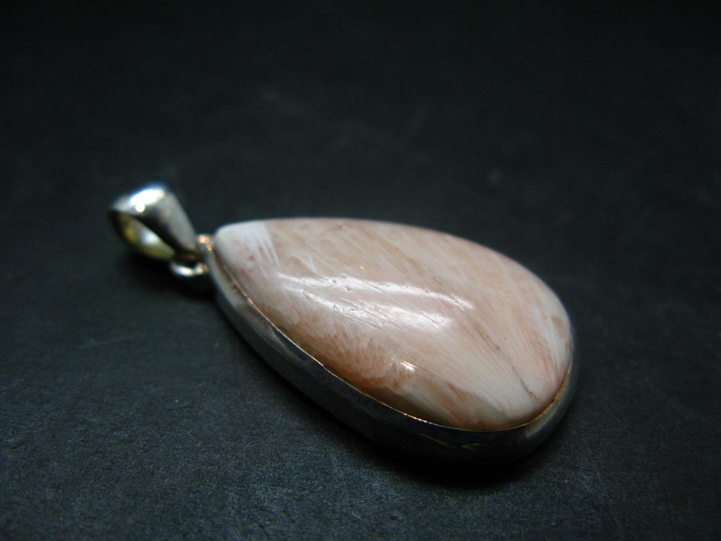 Pink Scolecite Sterling Silver Pendant From India - 1.6"