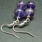 Natural Rich Purple Color Amethyst Beads Dangle Shepherd Hook Earrings from Brazil