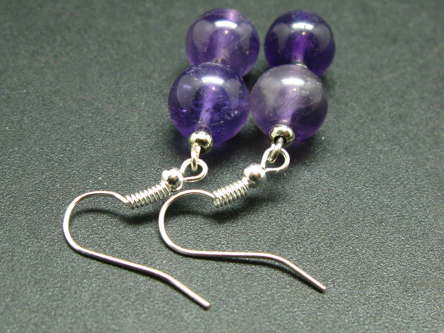 Natural Rich Purple Color Amethyst Beads Dangle Shepherd Hook Earrings from Brazil