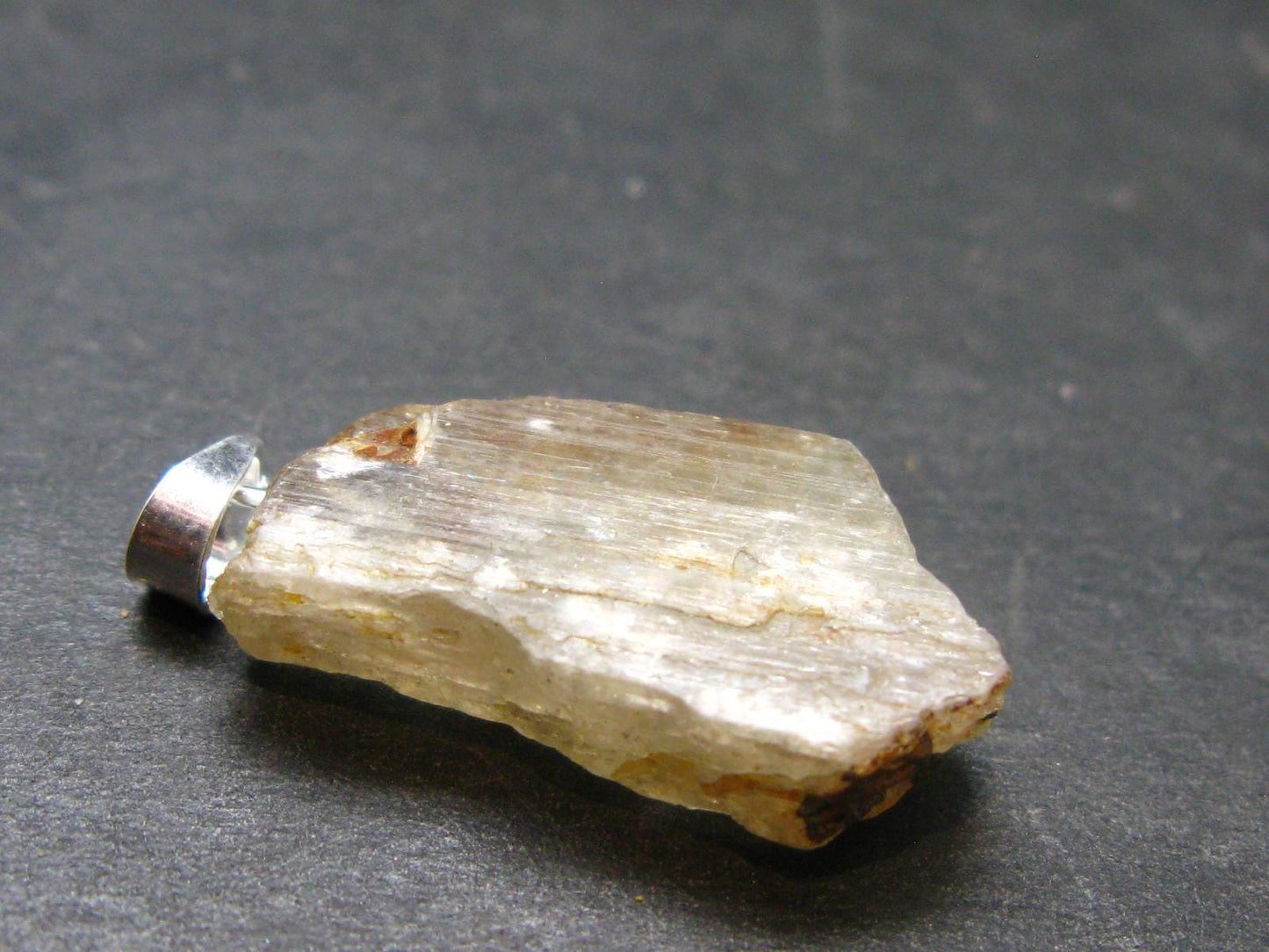 Gem Color Change See-Thru Straw Terminated Crystal Diaspore Crystal Silver Pendant From Turkey - 1.0" - 2.86 Grams