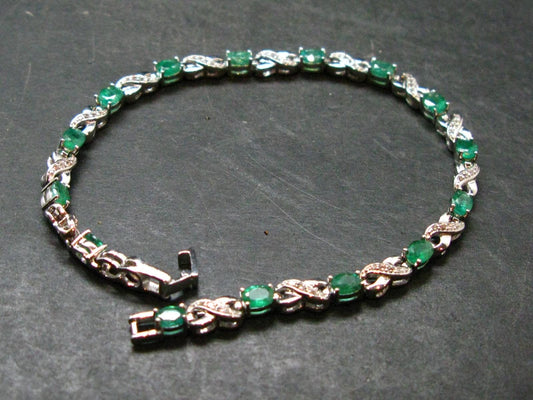 Emerald Silver Bracelet From Colombia - 7.63 Grams Total