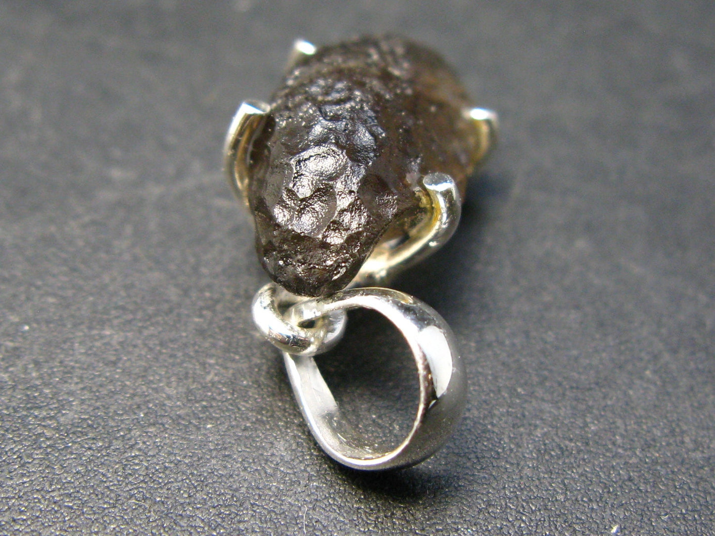 Rare Colombianite Pseudotektite Silver Pendant from Colombia - 1.1"- 3.0 Grams