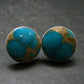 Nice Raw Natural Turquoise Sterling Silver Stud Earrings from Mexico - 7.97 Grams