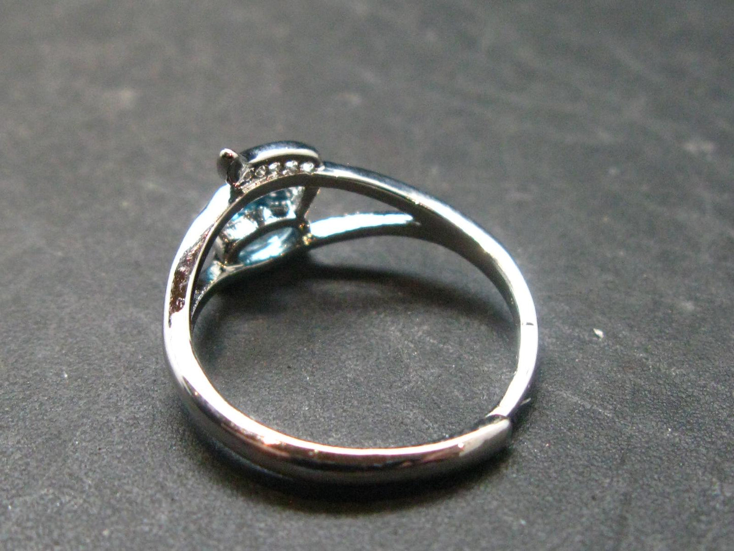 Natural Facetted Blue Topaz Crystal Ring - 1.88 Grams - Size adjustable