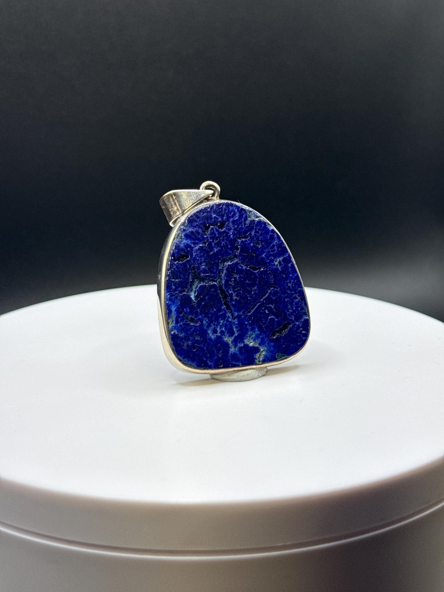 Natural Azurite Statement Charm | Sterling Silver Setting