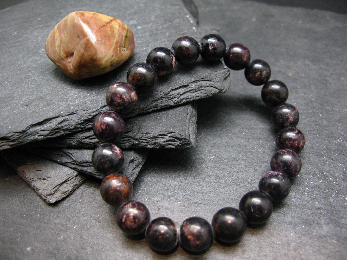 Bustamite Genuine Bracelet ~ 7 Inches ~ 10mm Round Beads