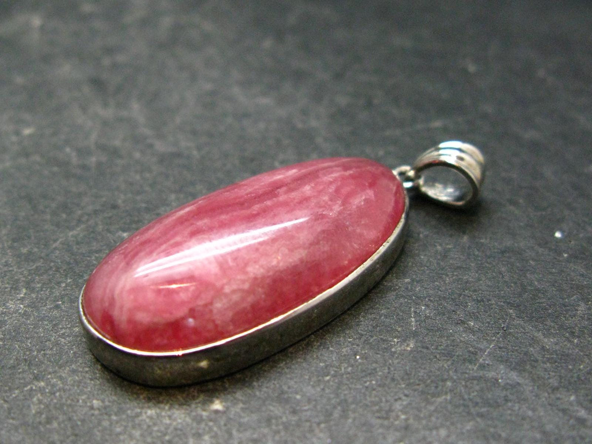 Rare Rhodochrosite Sterling Silver Pendant From Argentina - 1.5" - 8.78 Grams