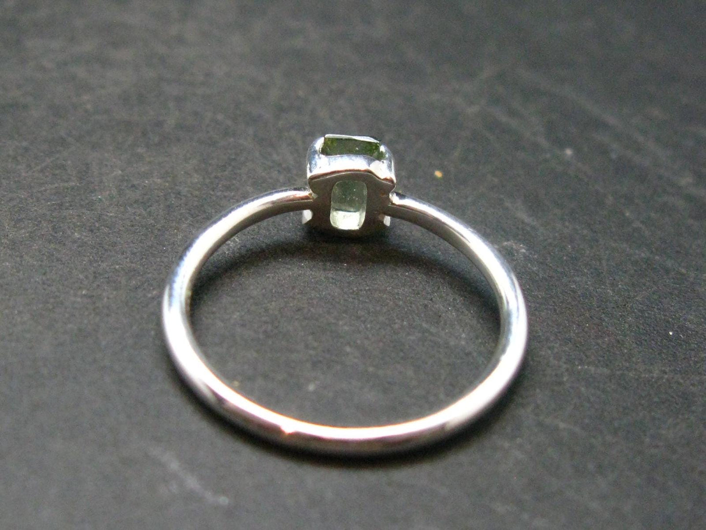 Moldavite Tektite Silver Ring from Czech Republic - Size 6 - 1.20 Grams