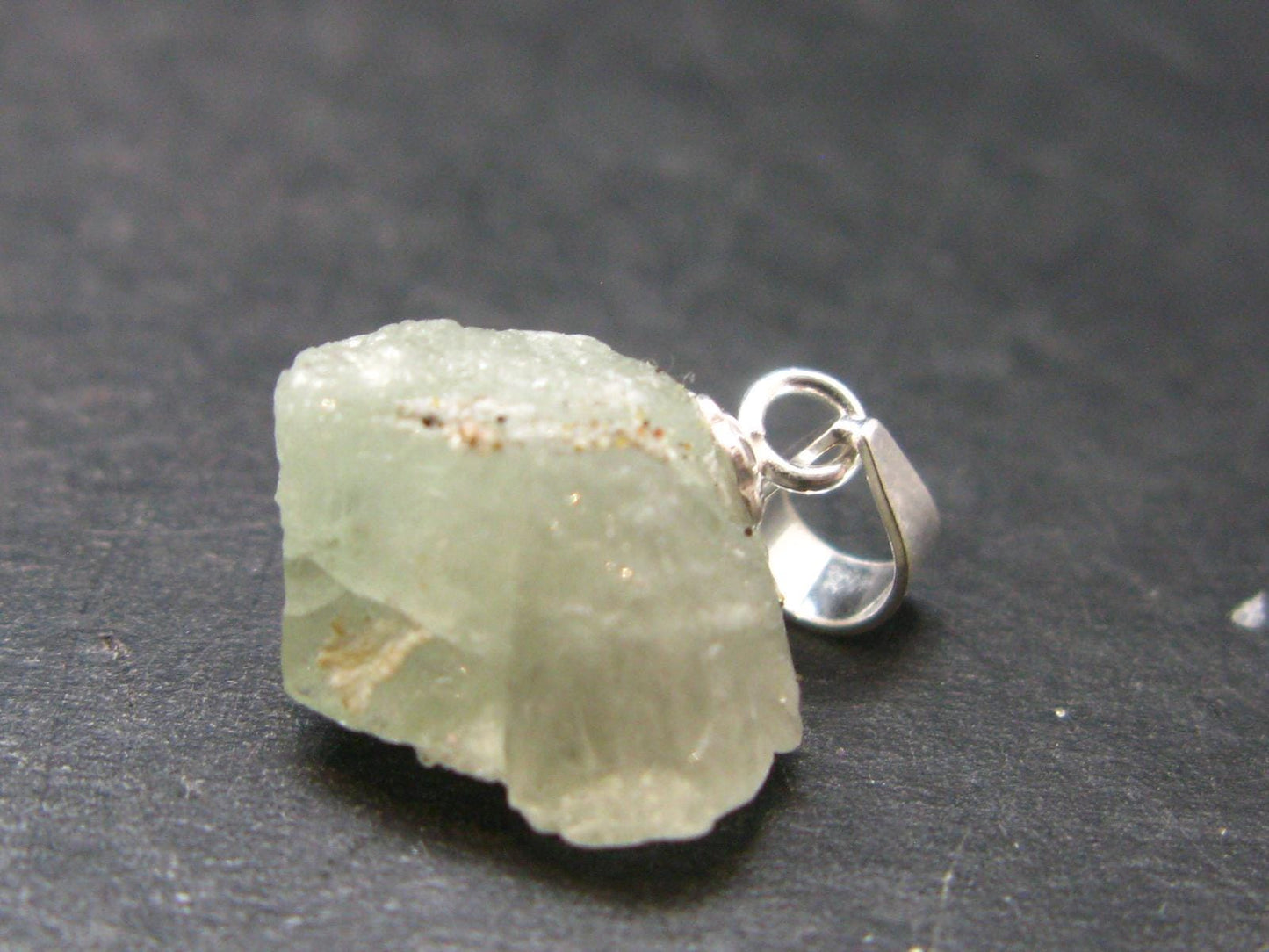 Green Herderite Silver Pendant From Pakistan - 0.6" - 1.26 Grams