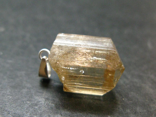 Golden Scapolite Silver Pendant From Tanzania - 0.9" - 3.42 Grams
