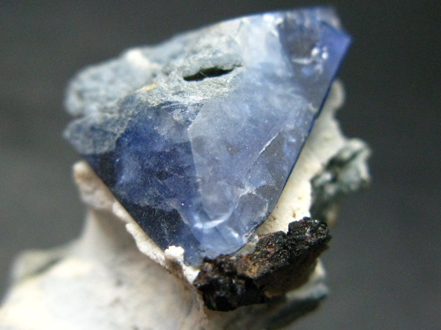 Benitoite and Neptunite on Natrolite Cluster From California - 1.7"