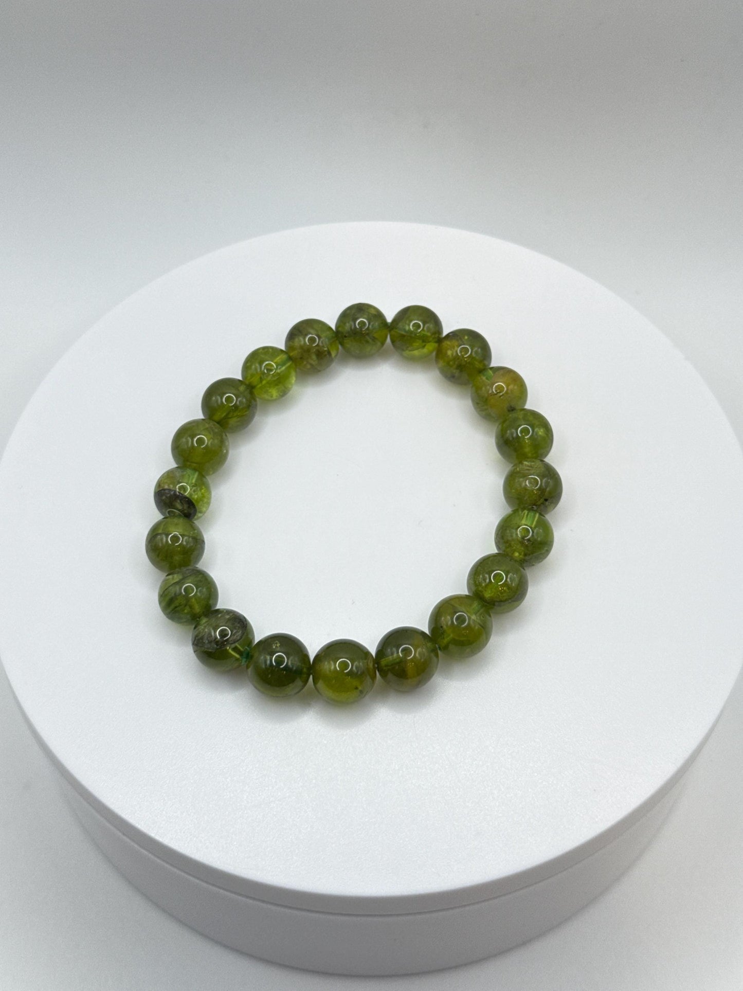 Green Peridot Beaded Bracelet | August Birthstone, Healing Crystal
